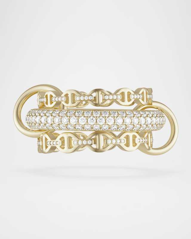 x HOORSENBUHS 18K Yellow Gold Microdame Diamond Link Stacked Ring